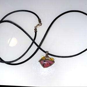 Vintage‎ rock necklace with leather band